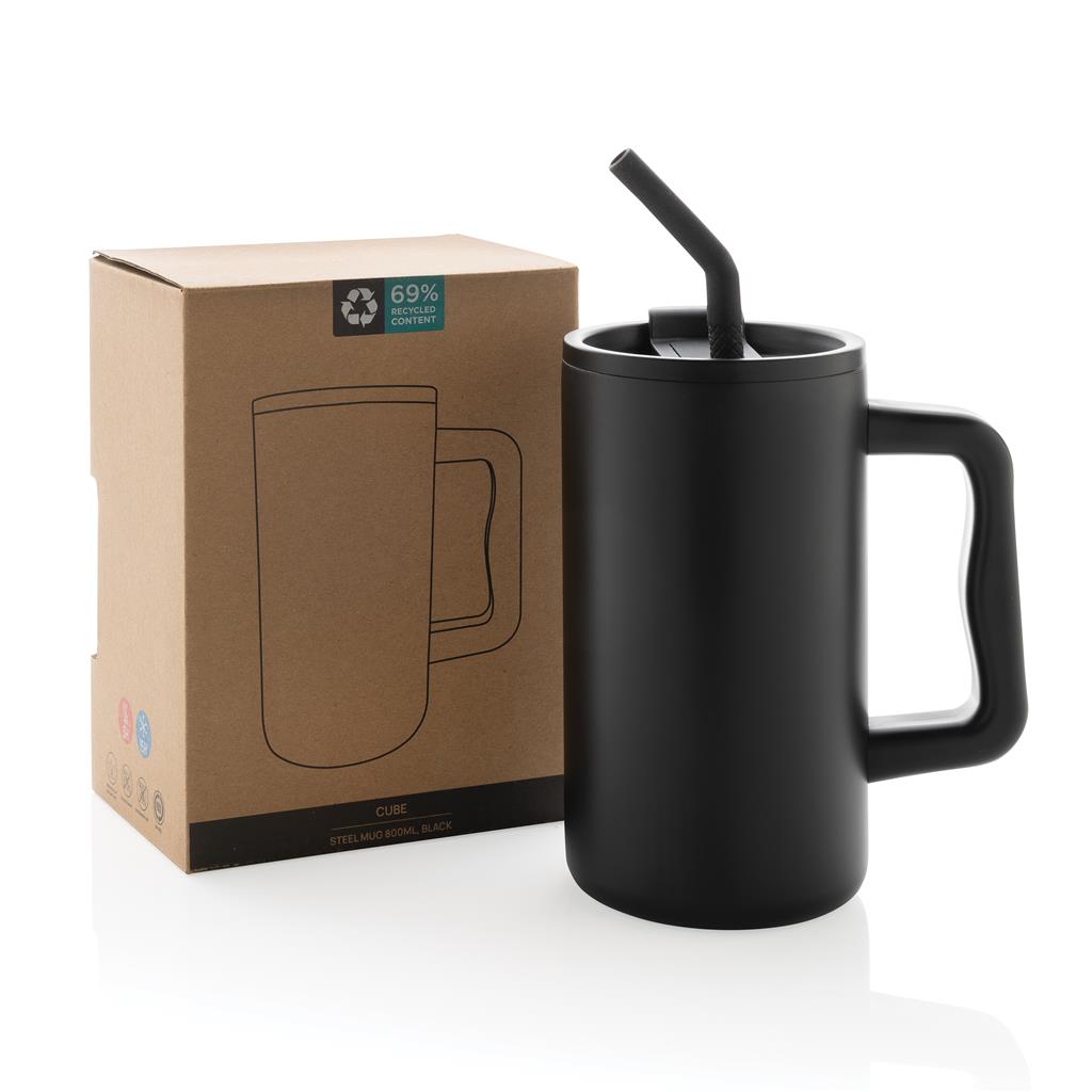 Cube RCS Certified Recycled Steel Mug 800ml - illuminated