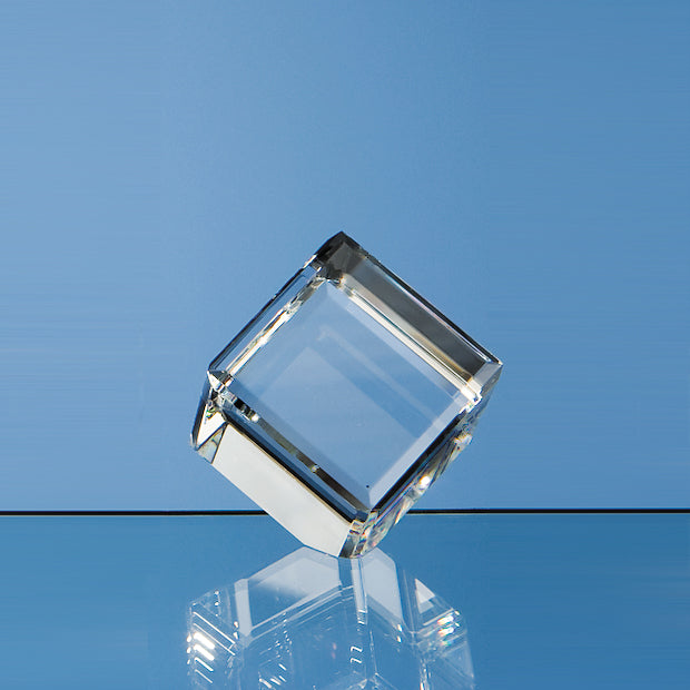 Optical Crystal Bevel Edged Cube - illuminated