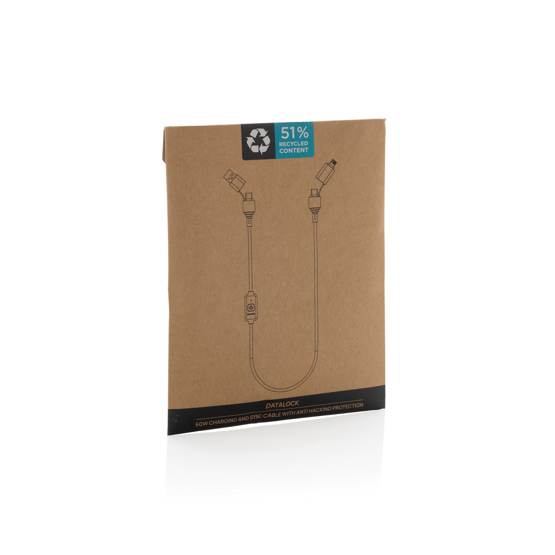 Company Logo Branded Recycled Hacking Protection Cable - Datalock 60W - illuminated