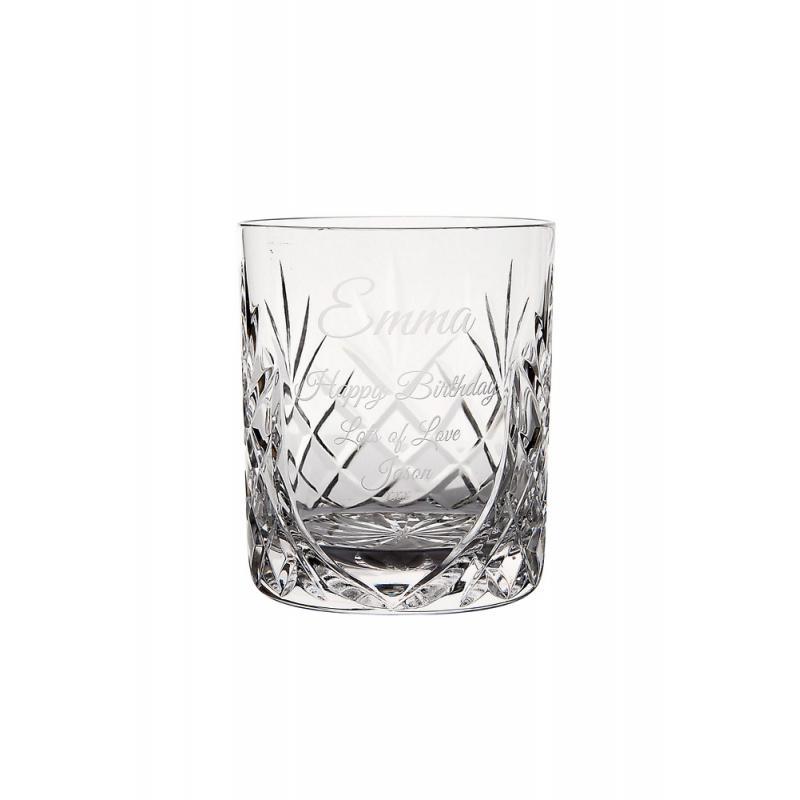 Glencoe Lead Crystal Panel Whisky Tumbler - illuminated