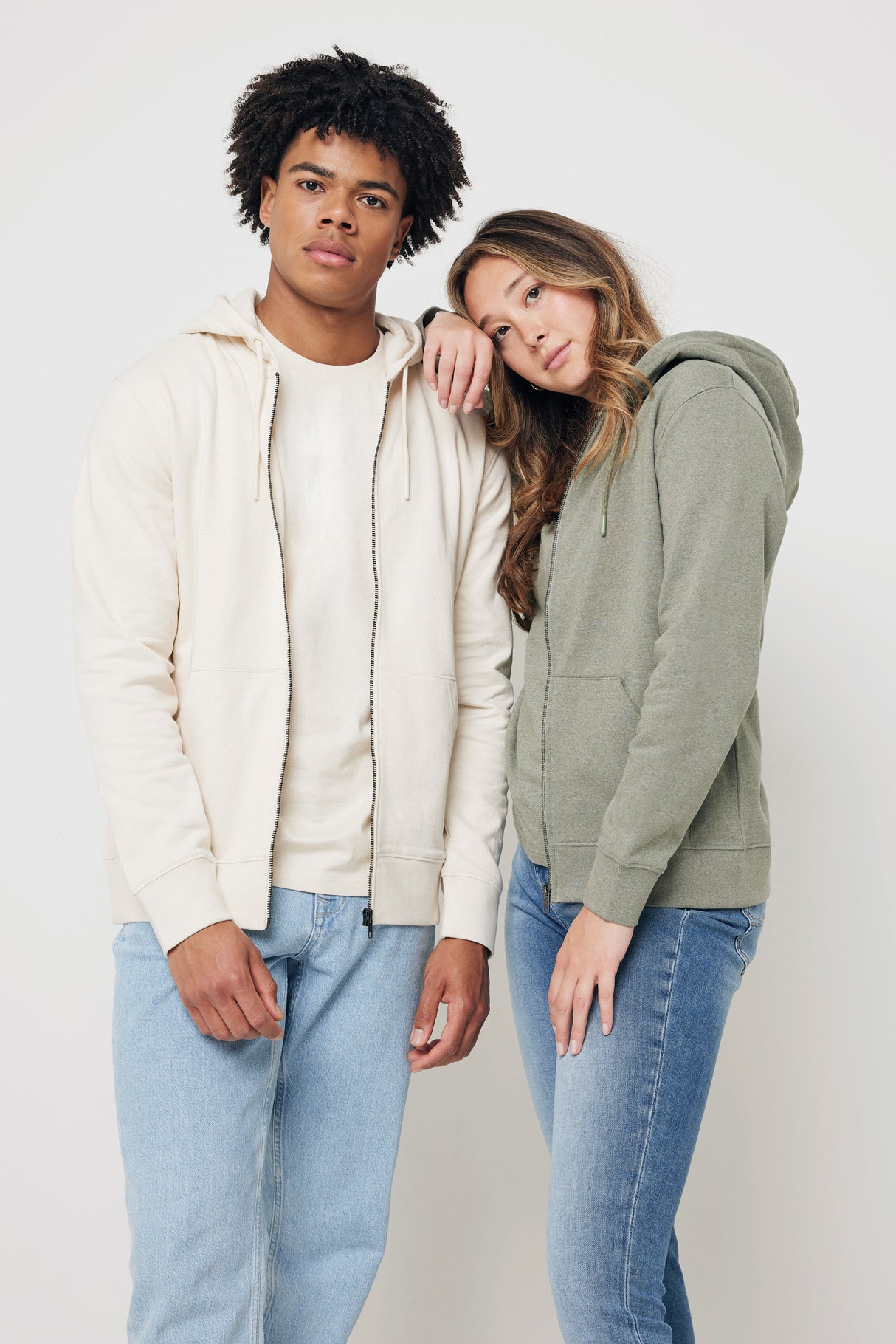 Corporate Branded Logo Recycled Cotton Zip Through Hoodie - Iqoniq Abisko - illuminated