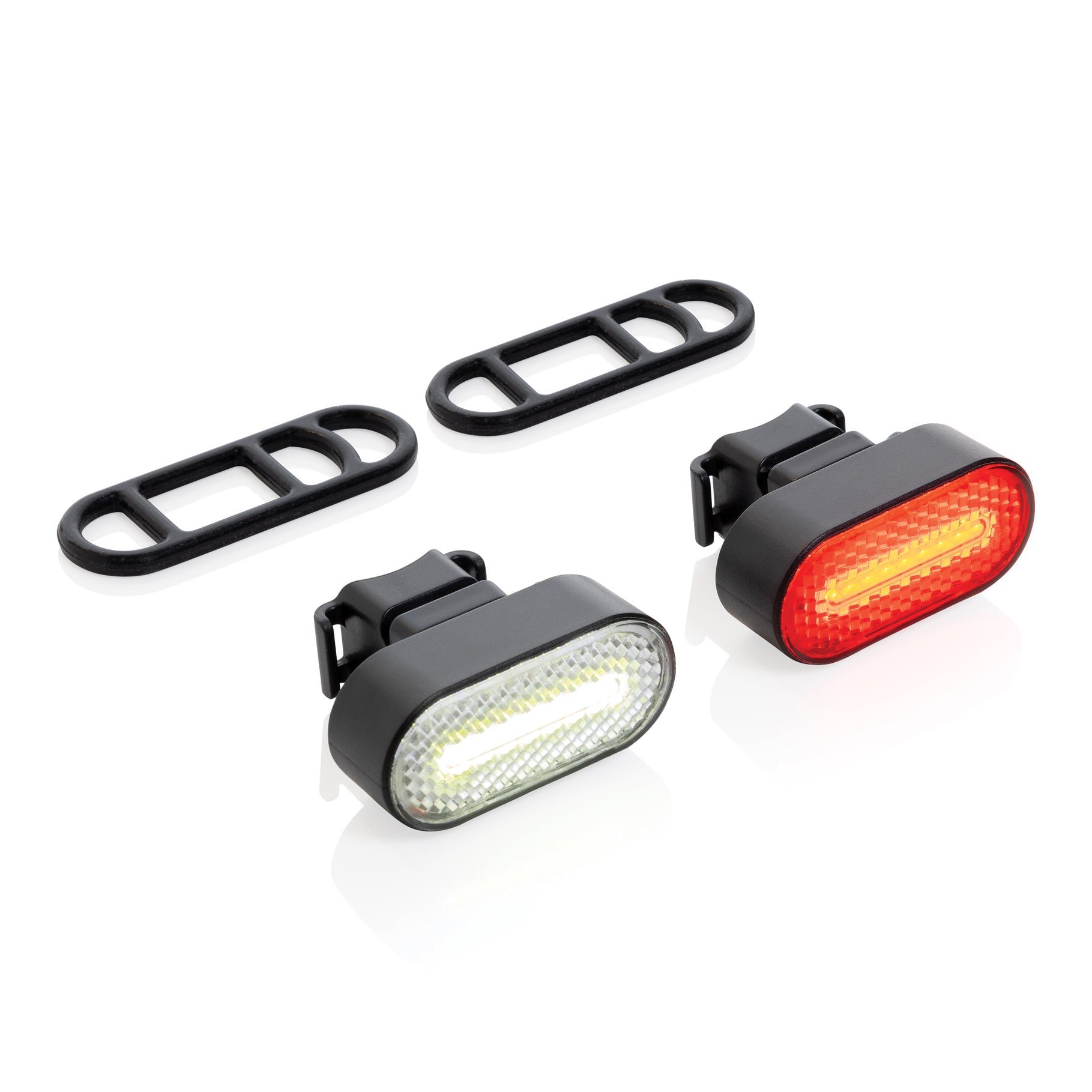 Customised Logo RCS Recycled Plastic USB Re-Chargeable Bike Lights - Lumino - illuminated