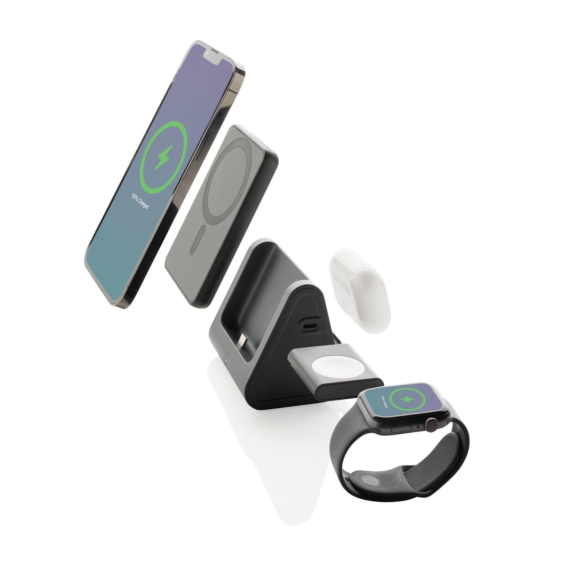 Logo Branded Recycled Powerbank with 3-in-1 Charger - Powerbase - illuminated