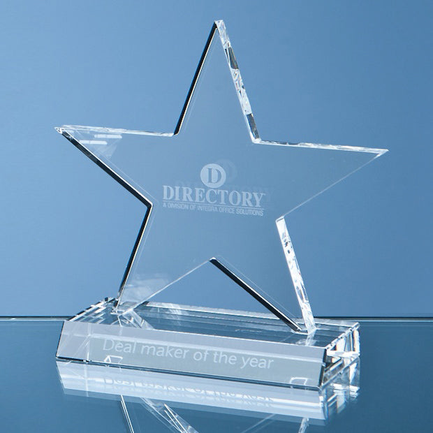 Optical Crystal 5 Pointed Star on a Base - illuminated