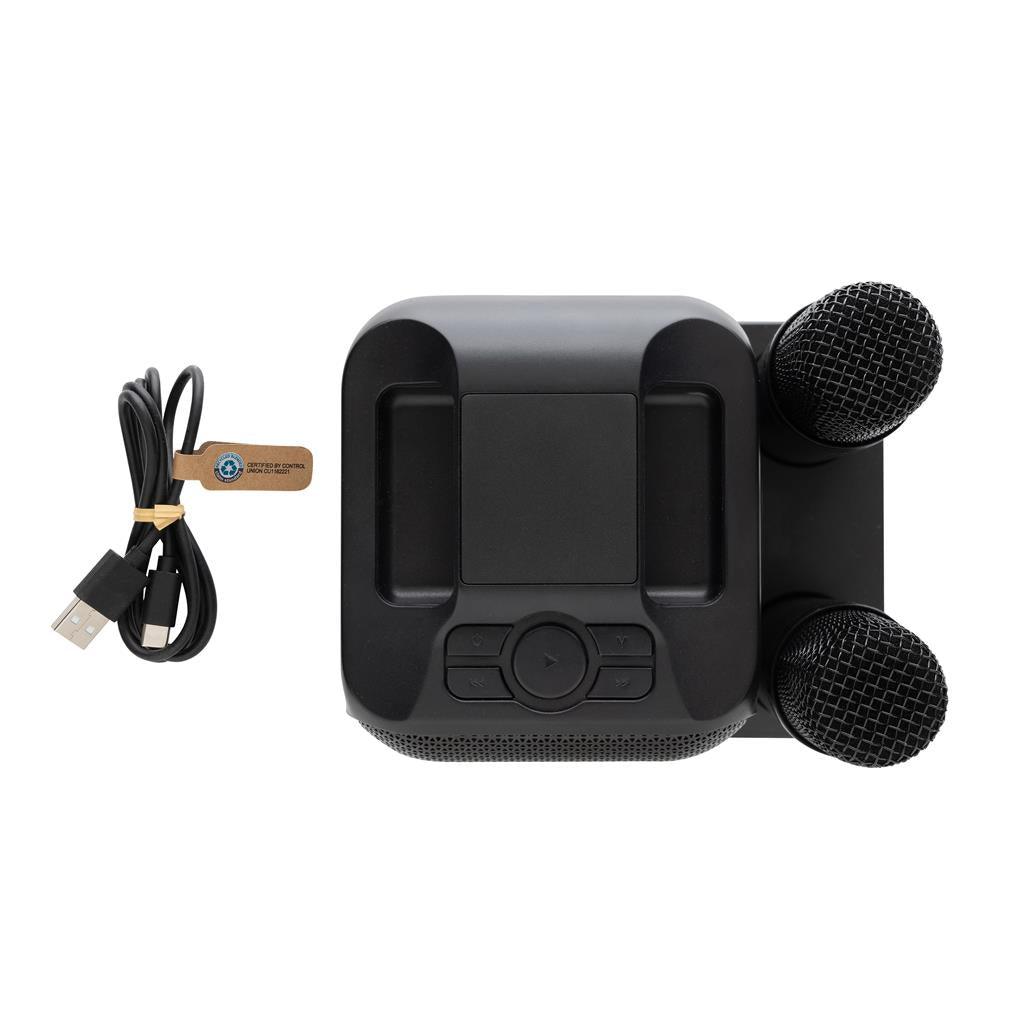 Promotional Branded Recycled SingVibe Karaoke Set with Double Mic - illuminated