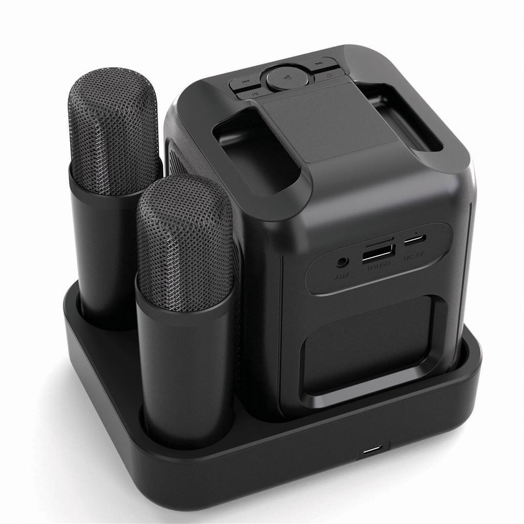 Promotional Branded Recycled SingVibe Karaoke Set with Double Mic - illuminated