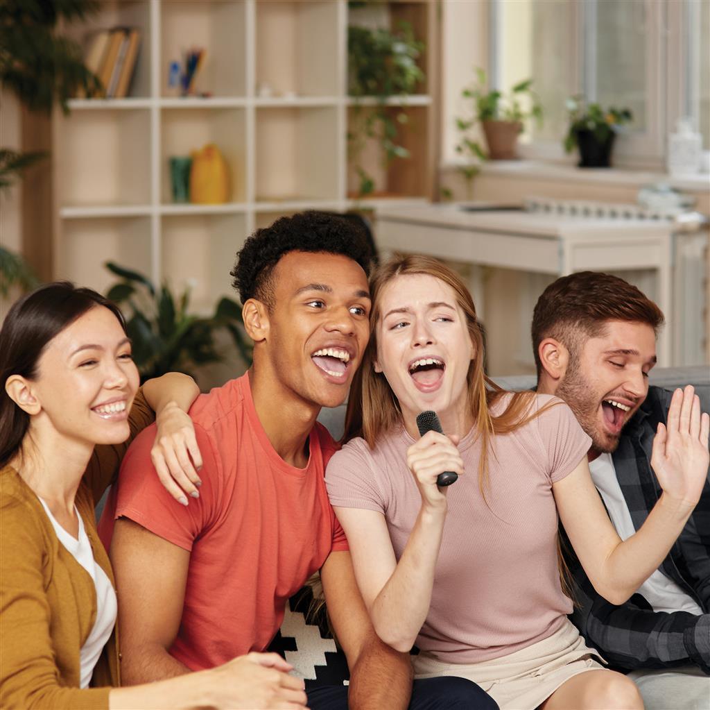 Promotional Branded Recycled SingVibe Karaoke Set with Double Mic - illuminated