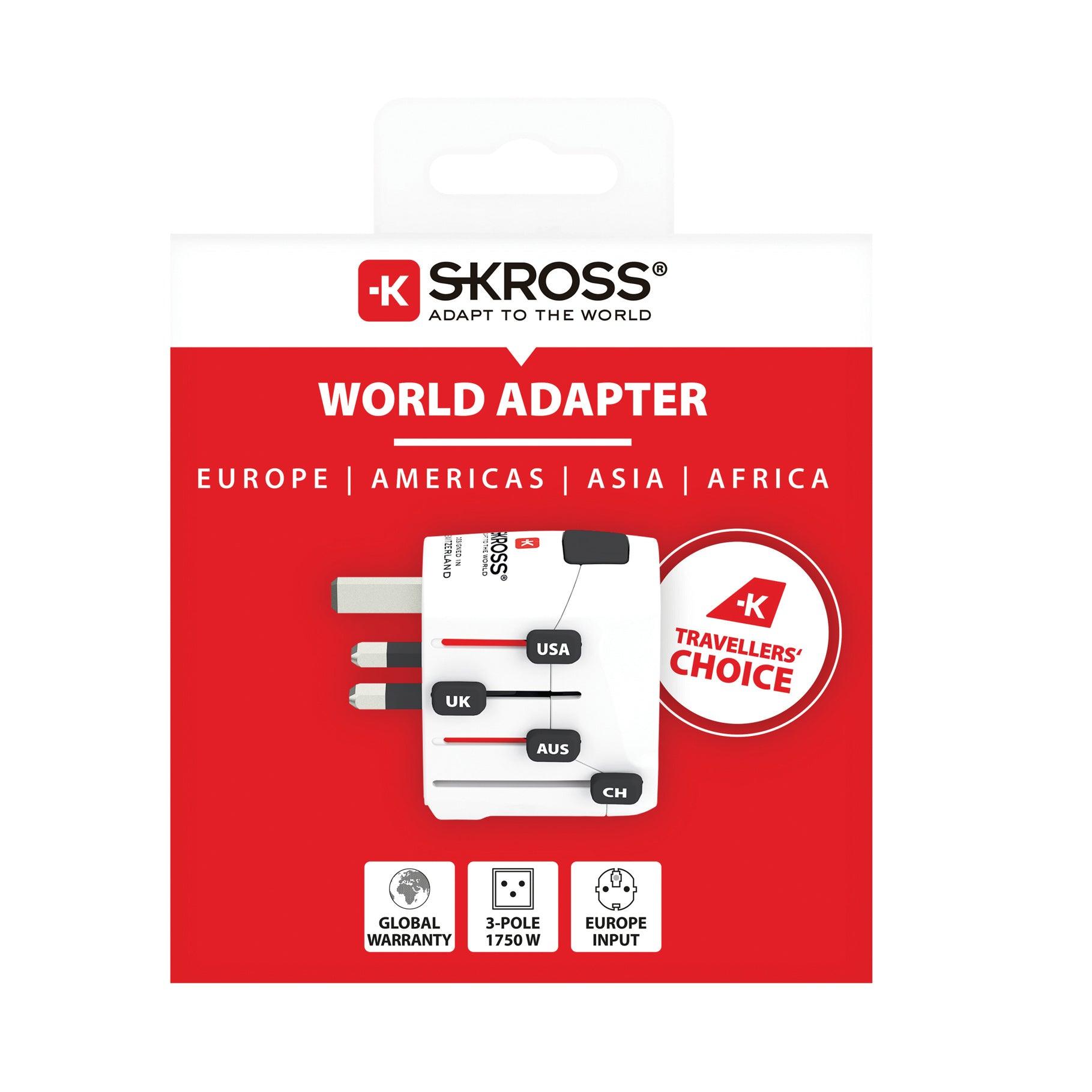 Logo Branded Skross World Travel Adapter - Pro 3 Pole - illuminated