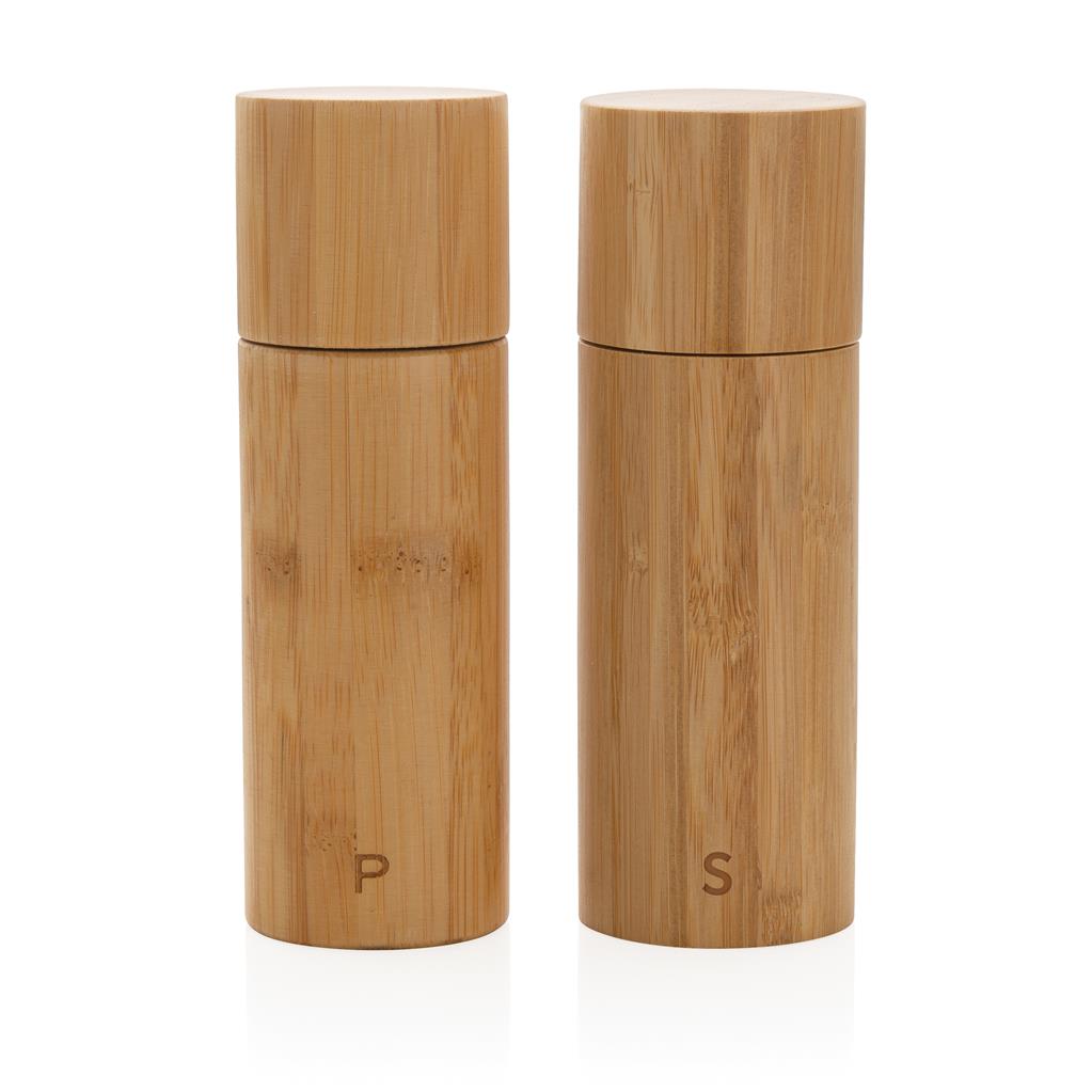 Ukiyo bamboo salt and pepper mill set - illuminated
