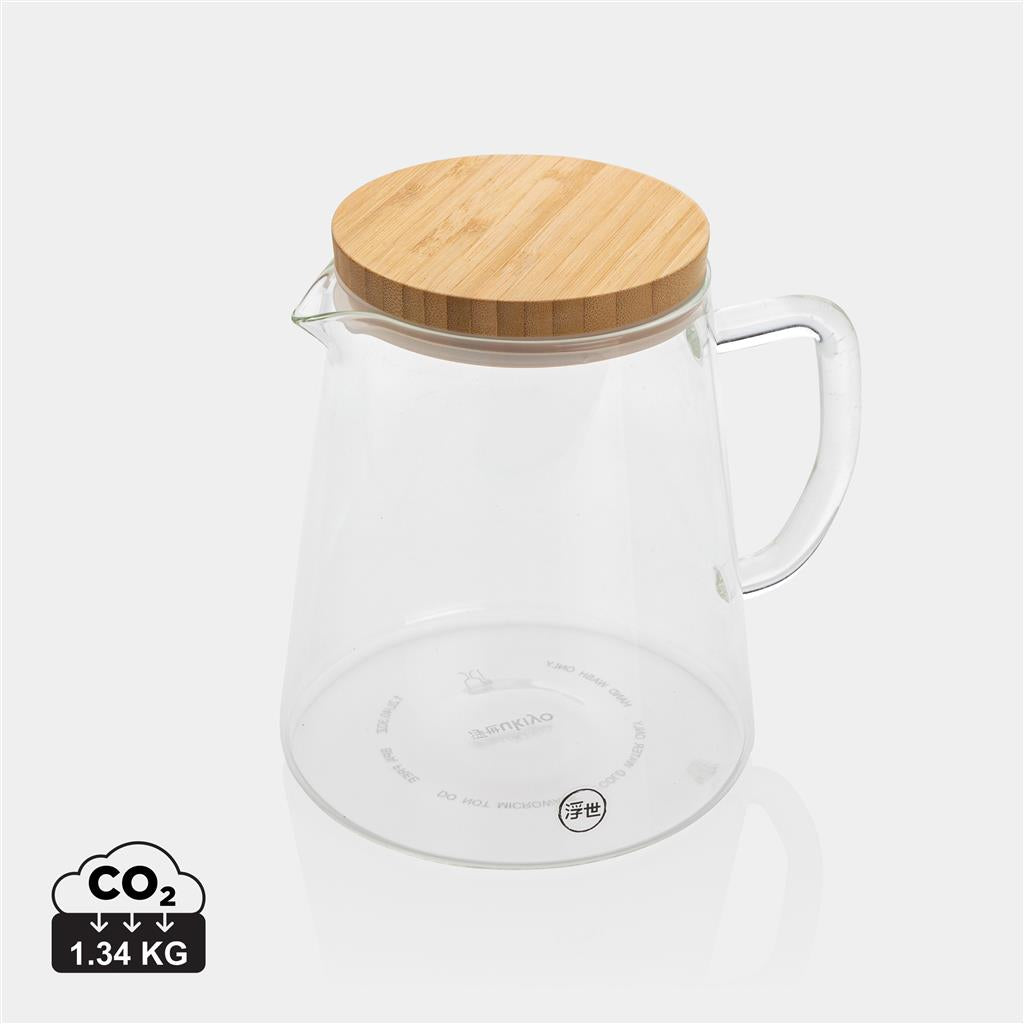 Ukiyo borosilicate glass carafe with bamboo lid 1.2L - illuminated