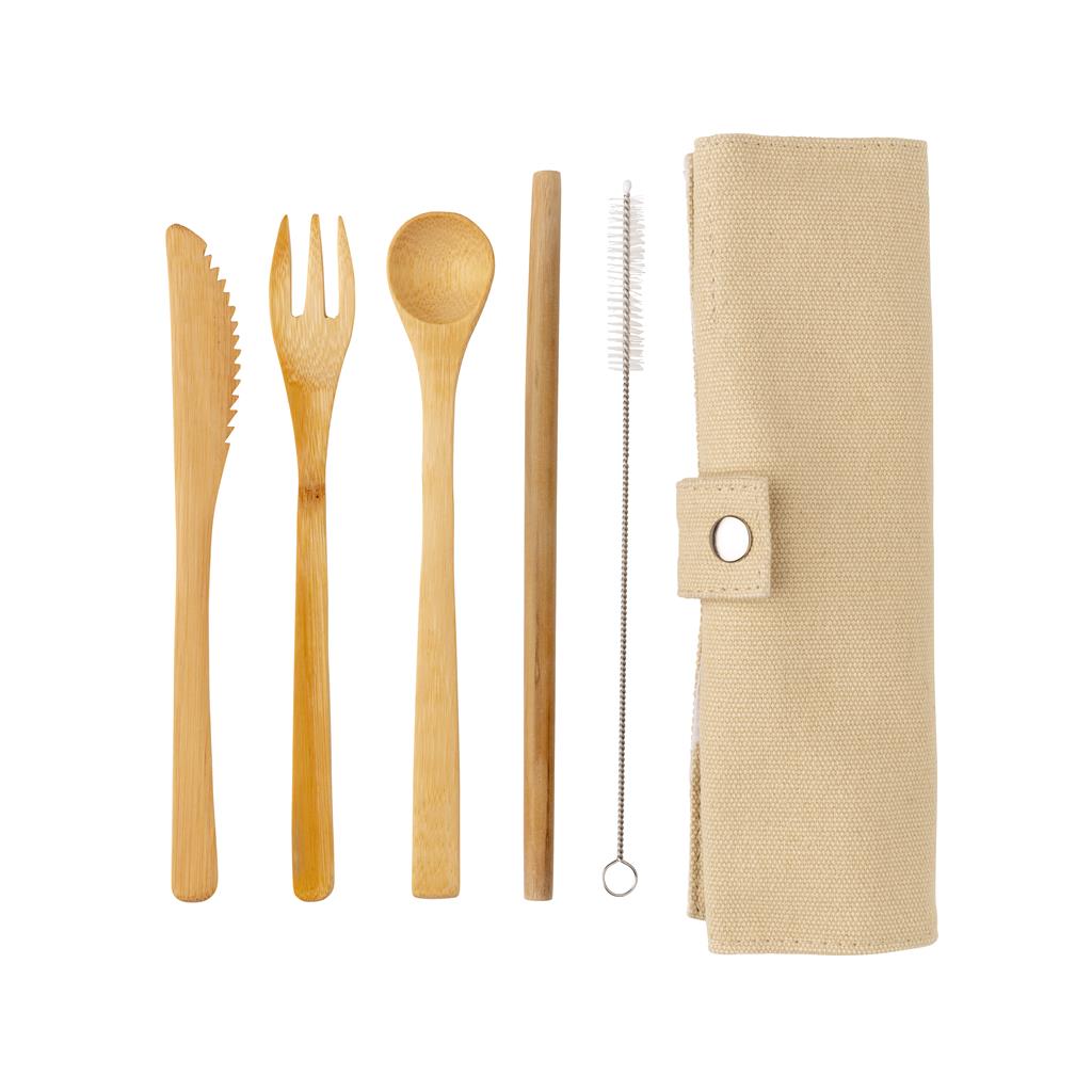 Reusable bamboo travel cutlery set - illuminated