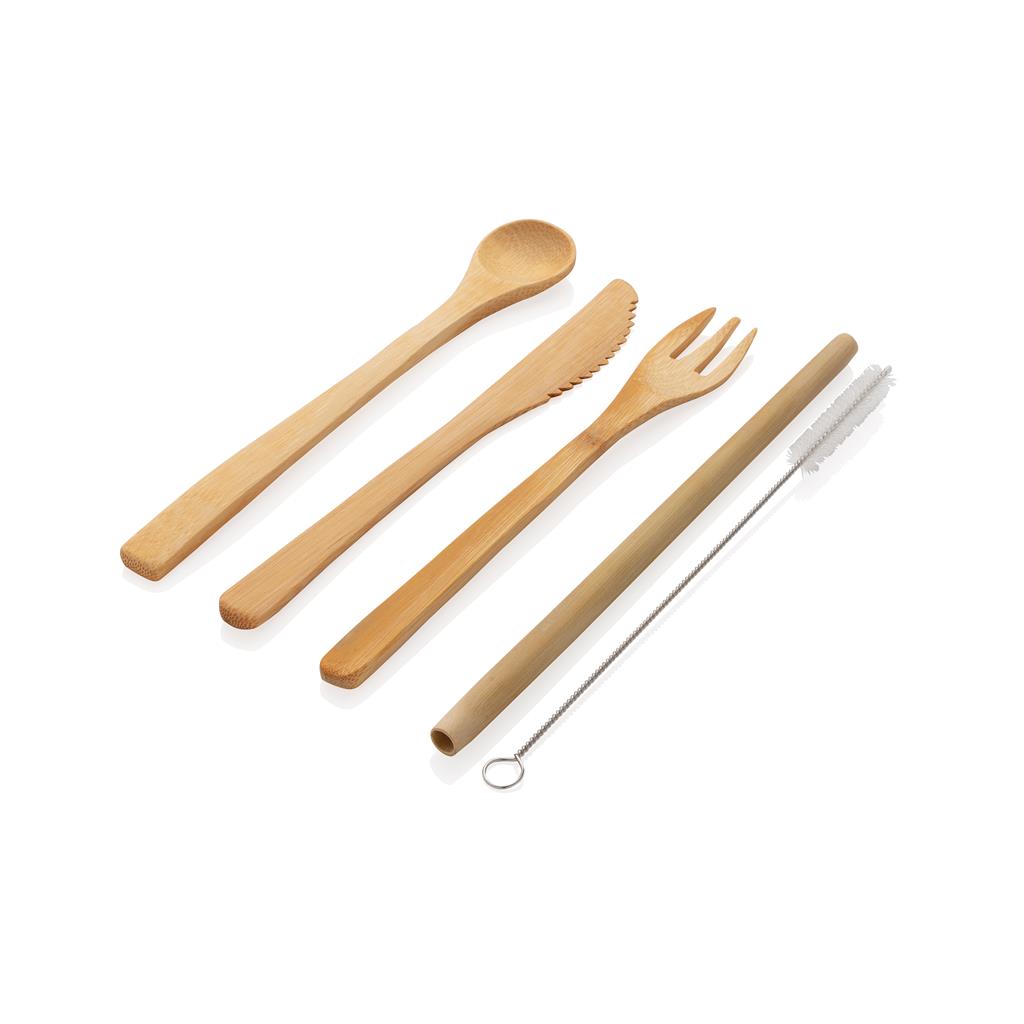 Reusable bamboo travel cutlery set - illuminated