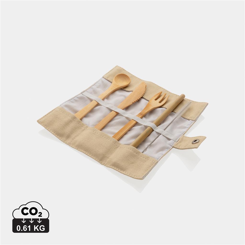 Reusable bamboo travel cutlery set - illuminated