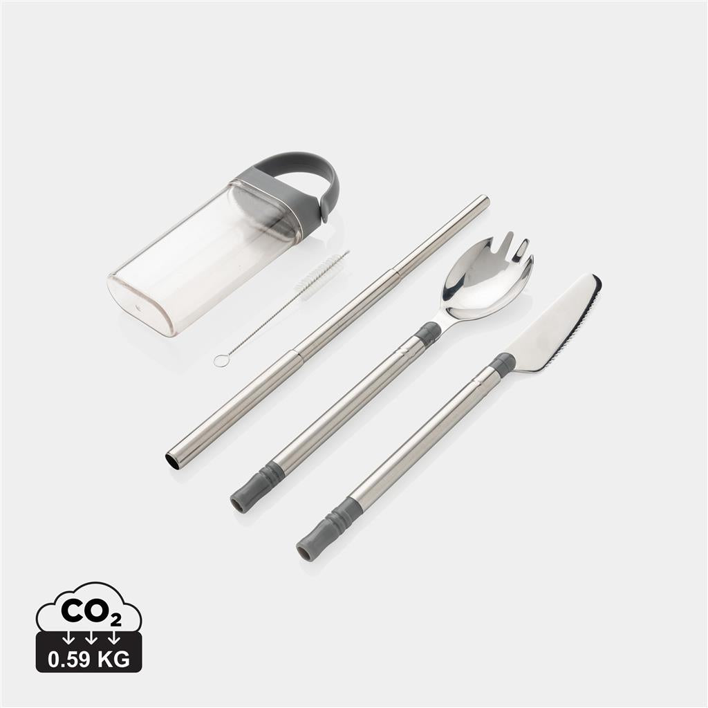 Pocketsize reusable cutlery set on-the-go - illuminated