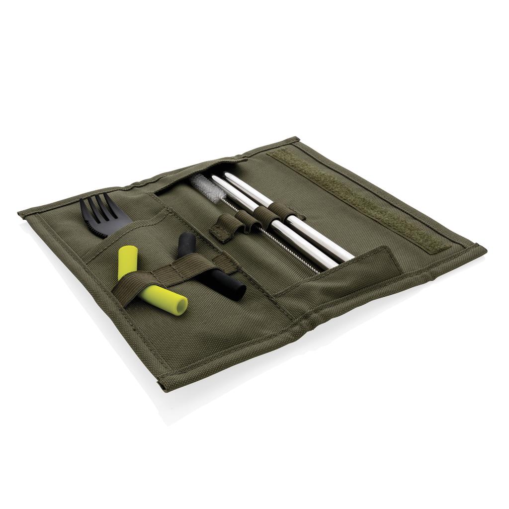 Tierra 2pcs straw and cutlery set in pouch - illuminated