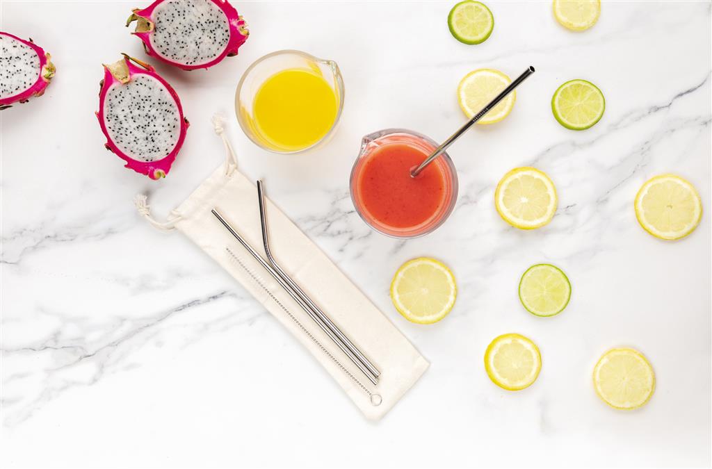 Reusable stainless steel 3 pcs straw set - illuminated