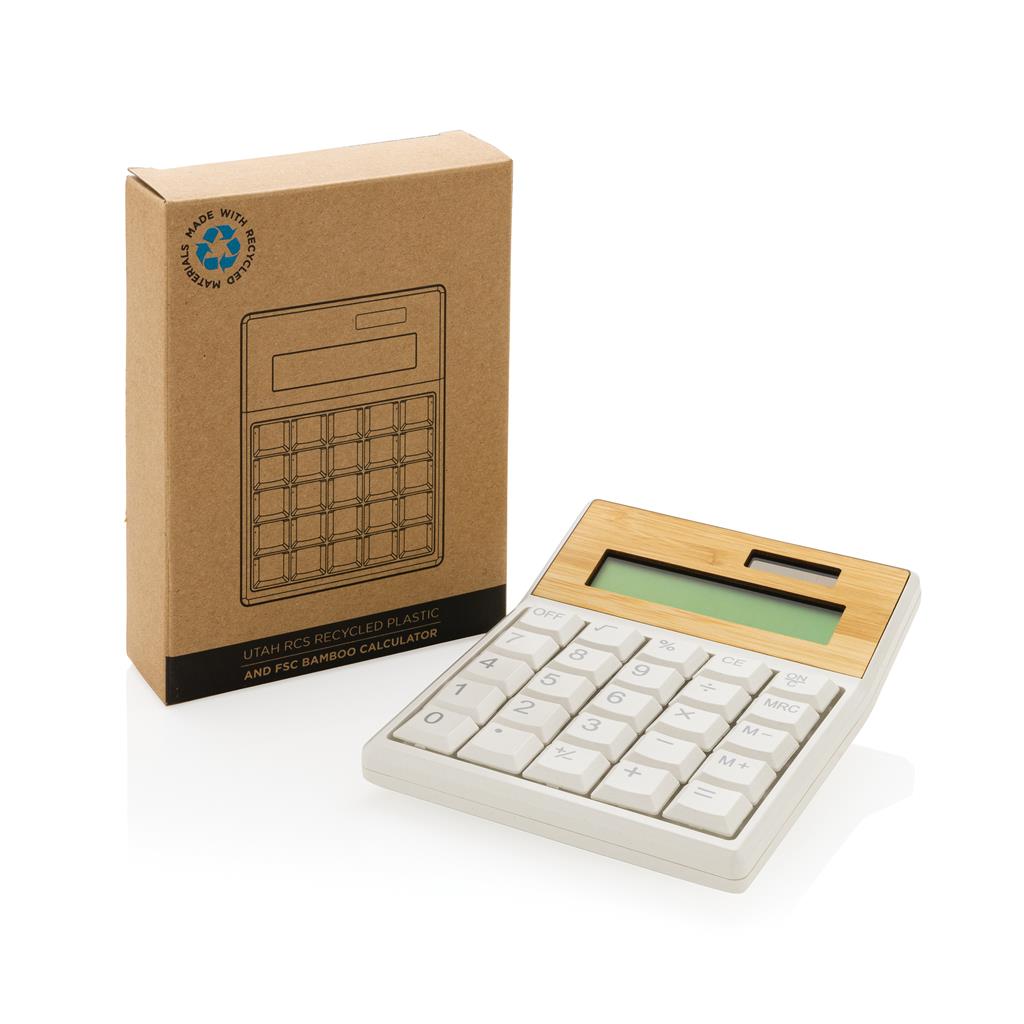 Utah RCS recycled plastic and bamboo calculator - illuminated