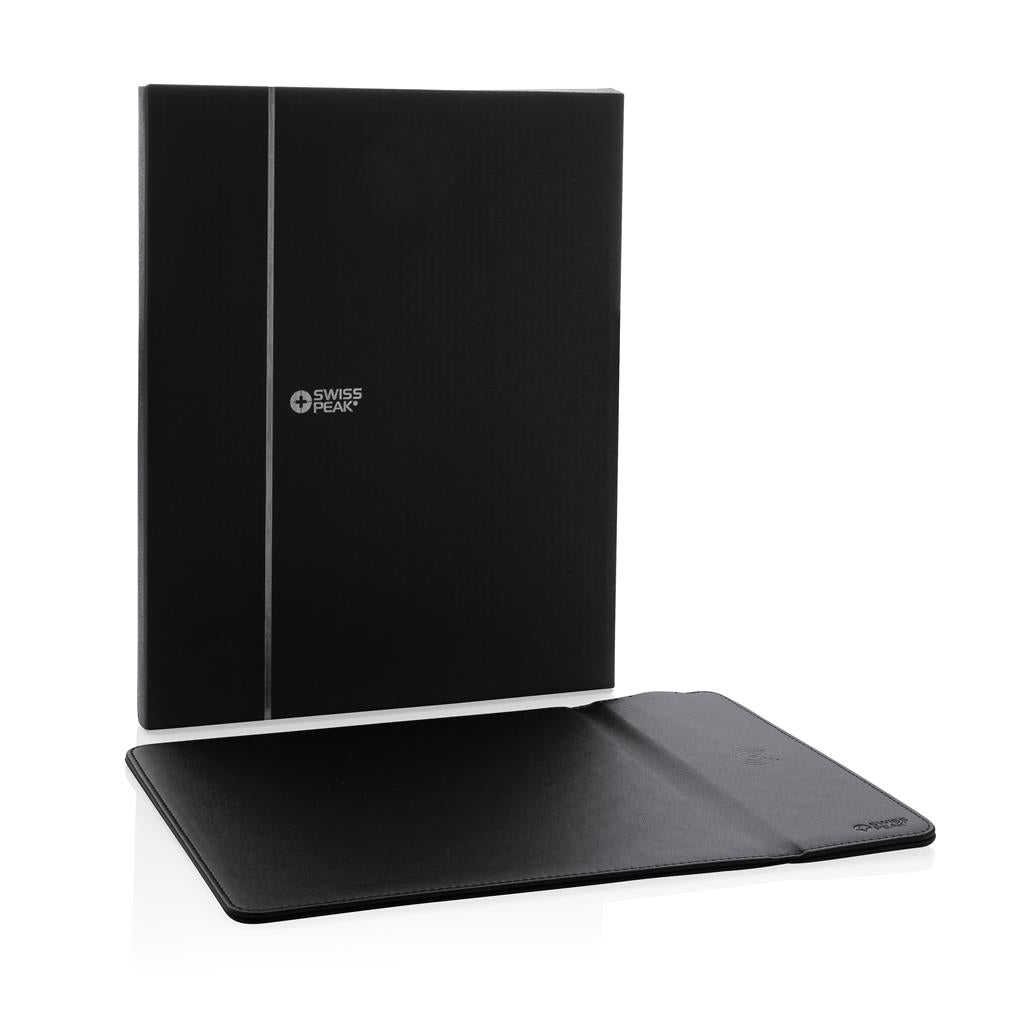 Swiss Peak RCS recycled PU 10W wireless charging mousepad - illuminated