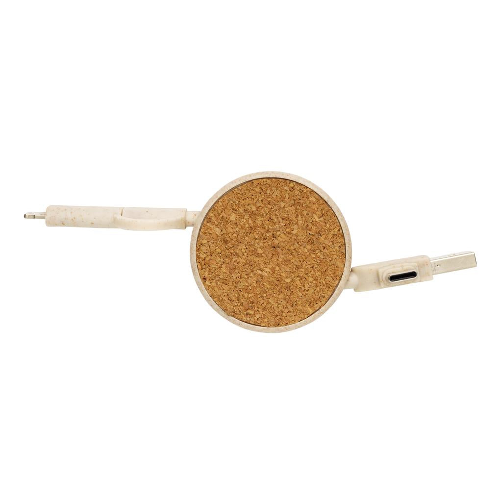 Cork and Wheat 6-in-1 retractable cable - illuminated