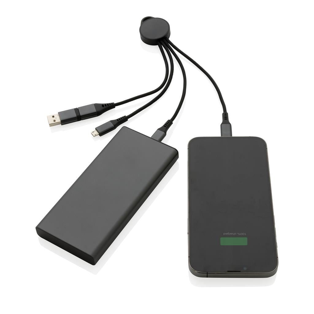 Terra RCS recycled aluminium 6-in-1 charging cable - illuminated