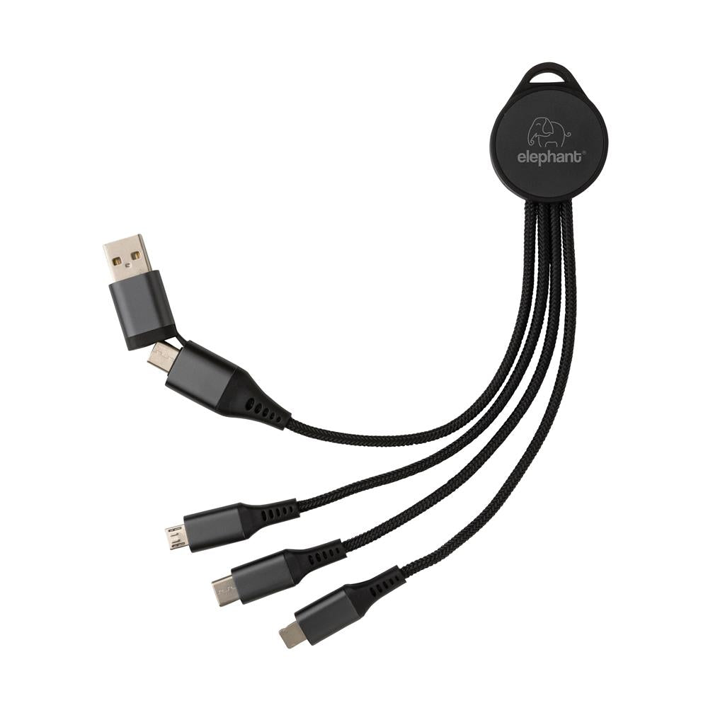 Terra RCS recycled aluminium 6-in-1 charging cable - illuminated