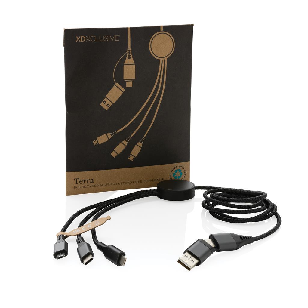 Terra RCS recycled aluminium 120cm 6-in-1 cable - illuminated