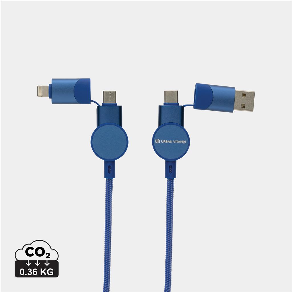 Oakland RCS recycled plastic 6-in-1 fast charging 45W cable - illuminated