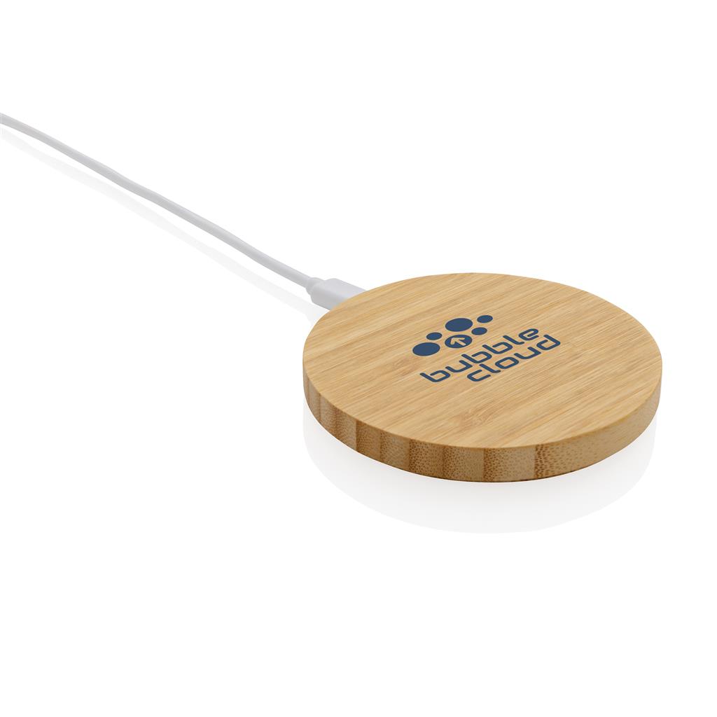 Bamboo 15W wireless charger - illuminated
