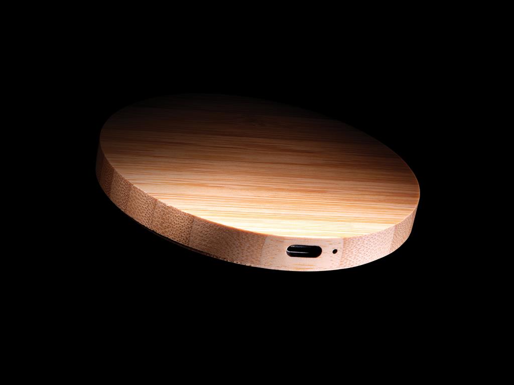 Bamboo 15W wireless charger - illuminated