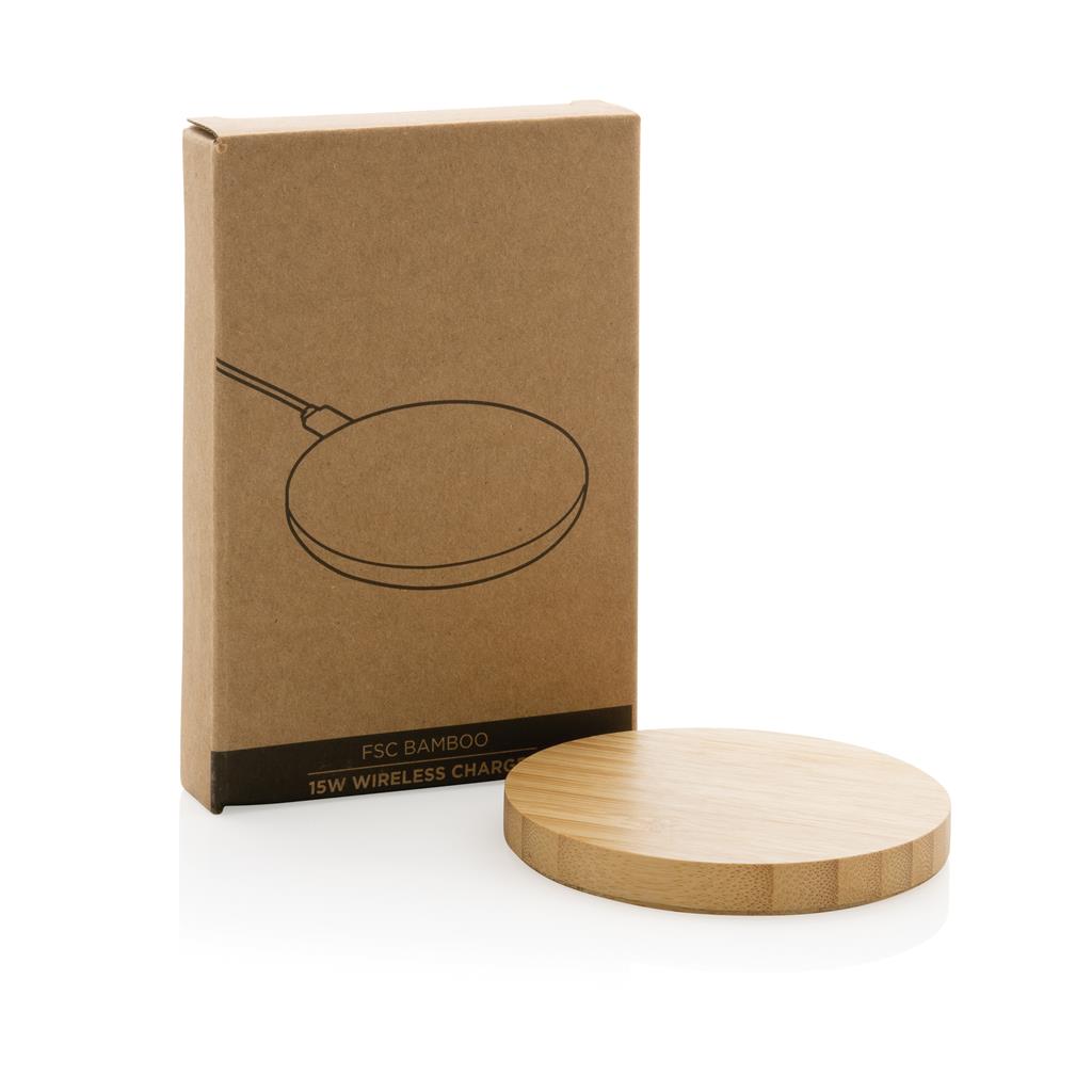 Bamboo 15W wireless charger - illuminated