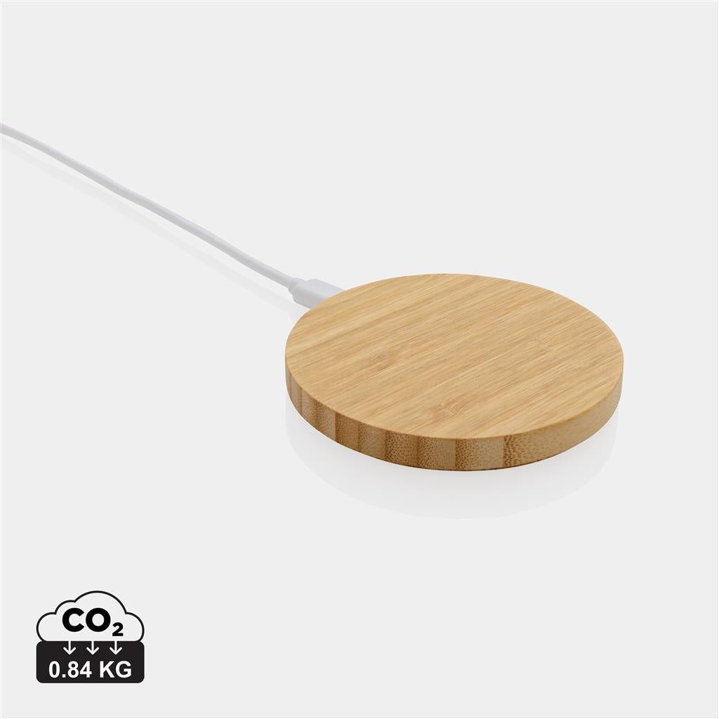 Bamboo 15W wireless charger - illuminated