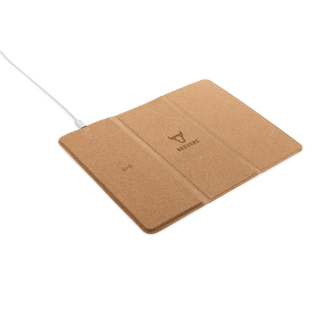 10W wireless charging cork mousepad and stand - illuminated