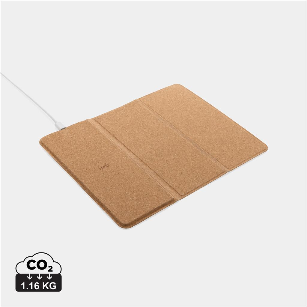 10W wireless charging cork mousepad and stand - illuminated
