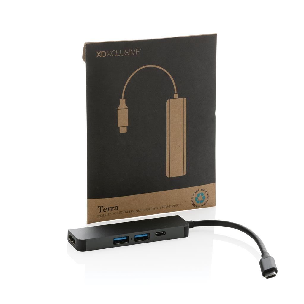 Terra RCS recycled aluminum hub with HDMI input - illuminated