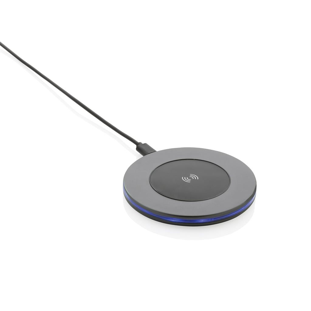 Terra RCS recycled aluminium 10W wireless charger - illuminated