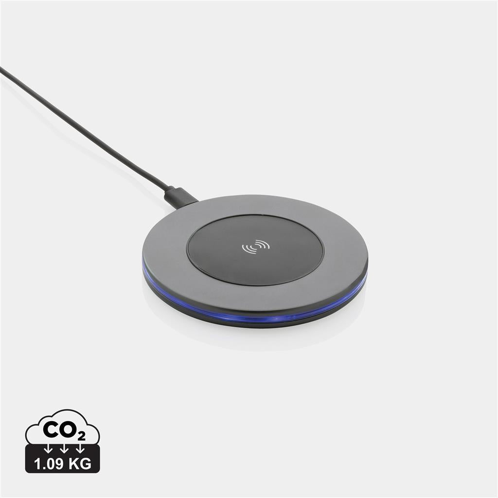 Terra RCS recycled aluminium 10W wireless charger - illuminated