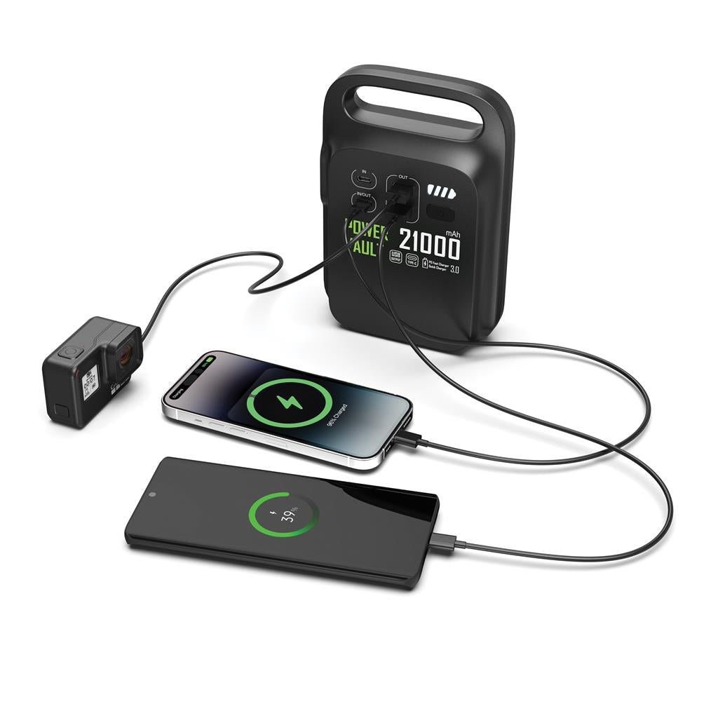 Power Vault RCS rplastic 21000 mAh portable power station - illuminated