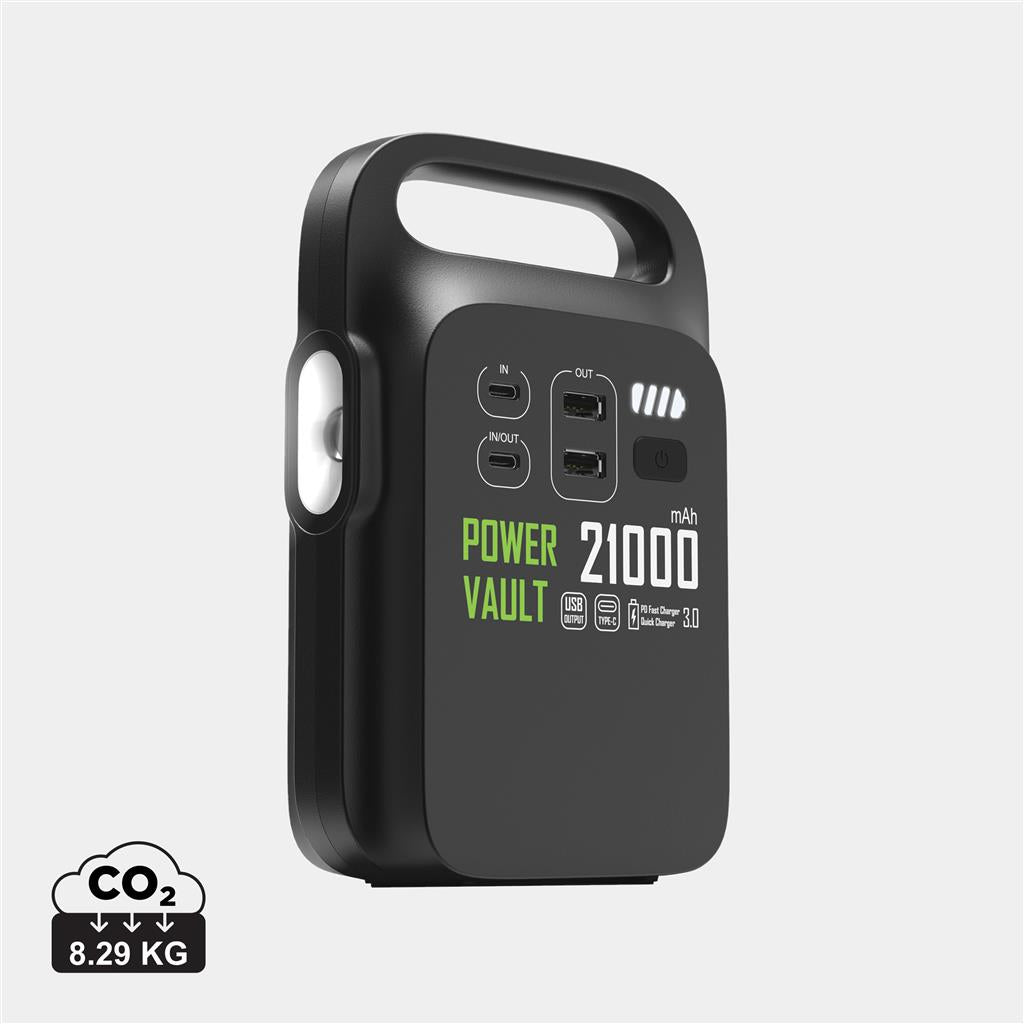Power Vault RCS rplastic 21000 mAh portable power station - illuminated