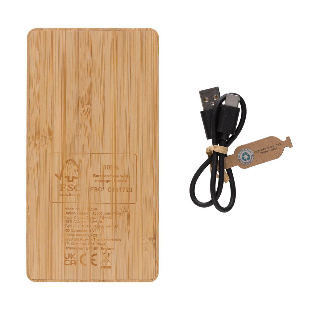 Sunwick 10.000 mAh Bamboo solar powerbank - illuminated