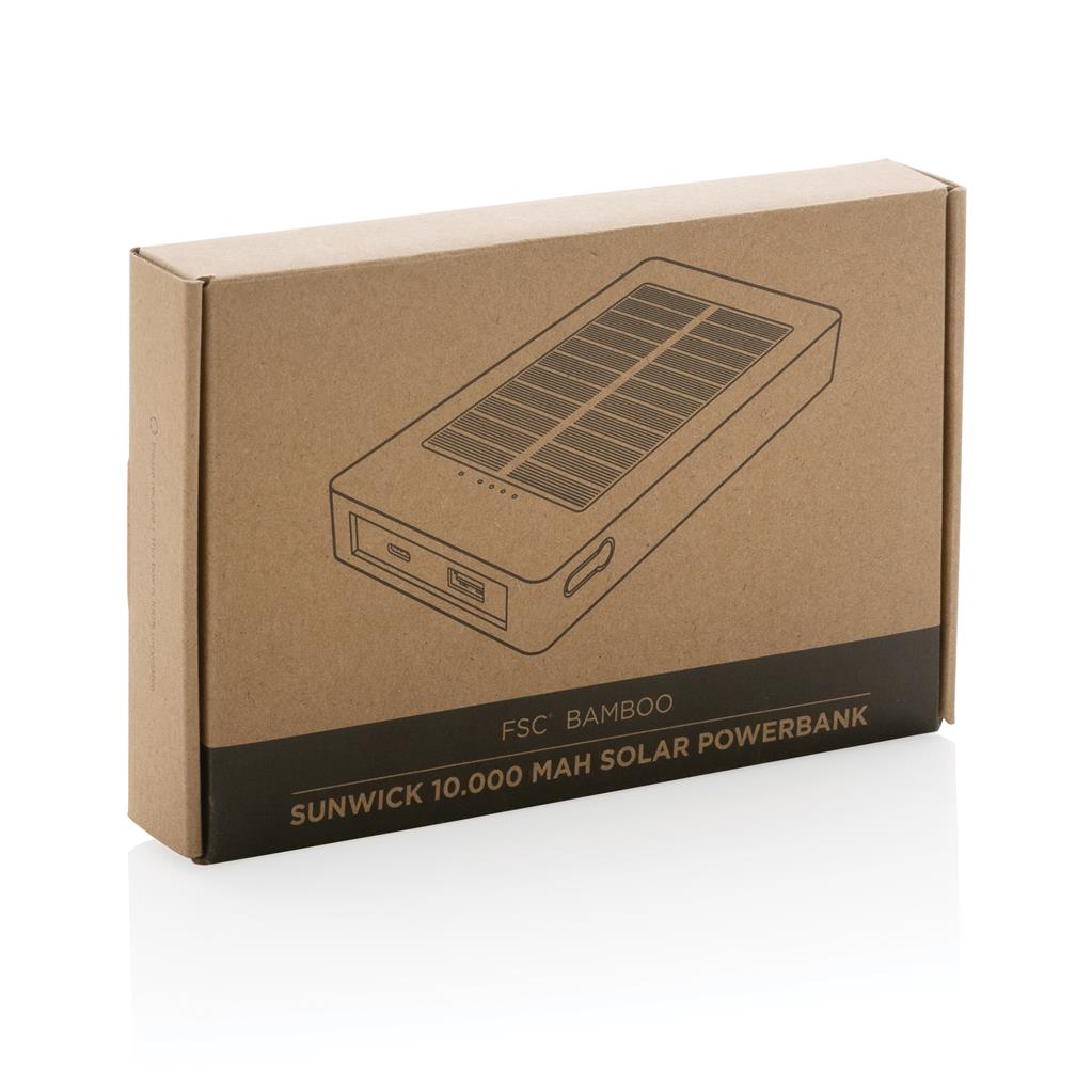 Sunwick 10.000 mAh Bamboo solar powerbank - illuminated