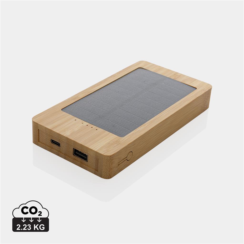 Sunwick 10.000 mAh Bamboo solar powerbank - illuminated