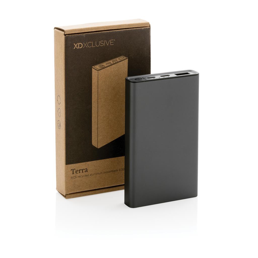 Terra RCS recycled aluminium powerbank 5.000 mAh - illuminated