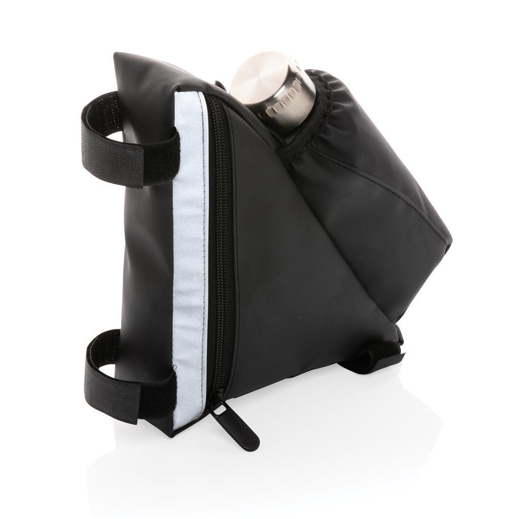 PU high visibility bike frame bag with bottle holder - illuminated