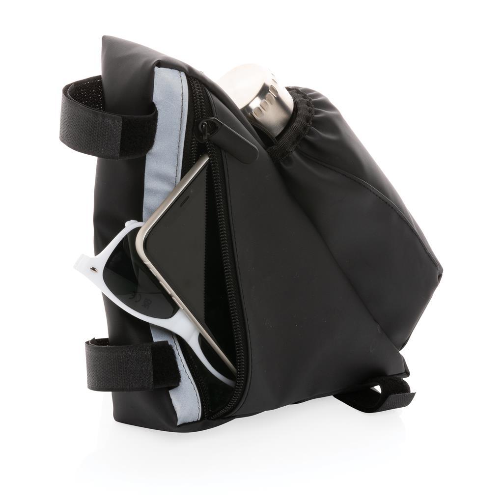 PU high visibility bike frame bag with bottle holder - illuminated