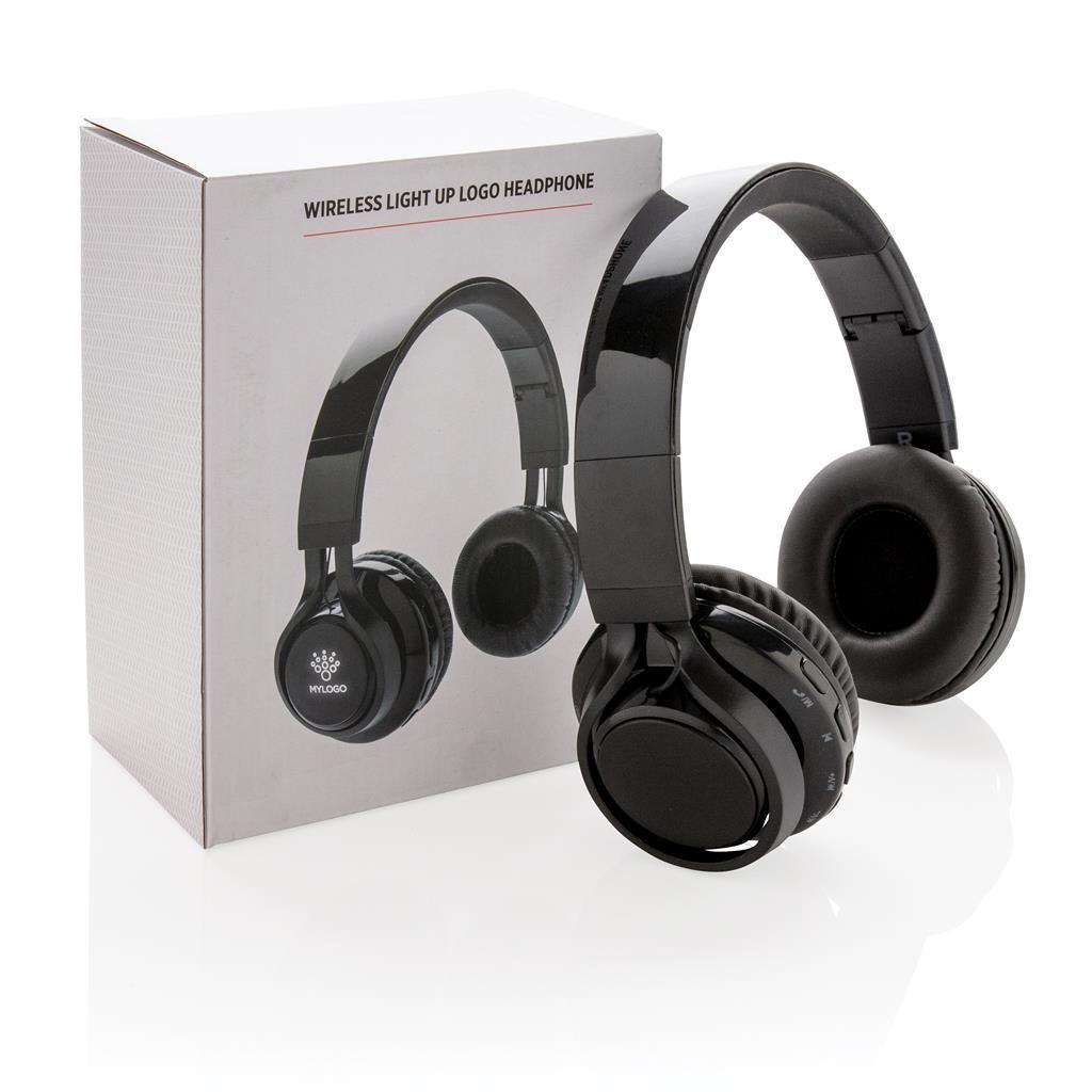 Light up logo wireless headphones - illuminated