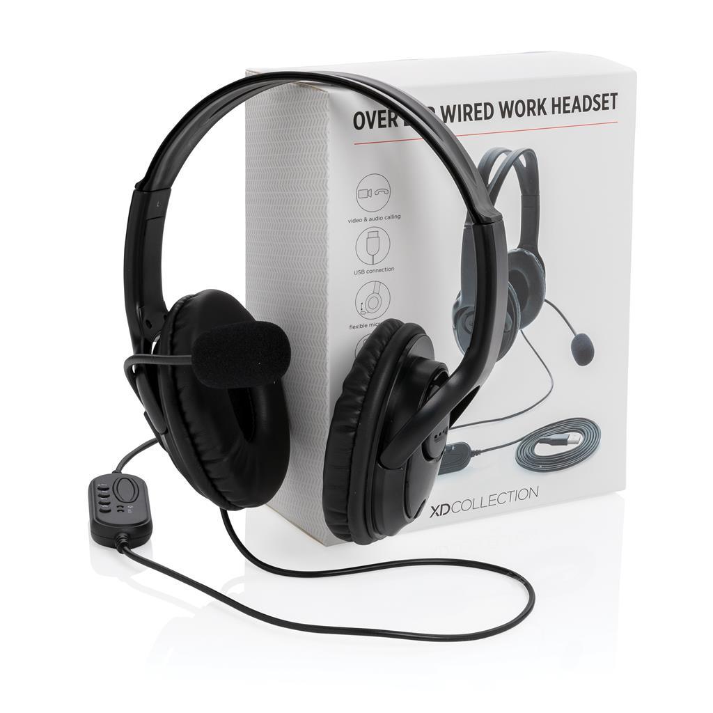 Over ear wired work headset - illuminated