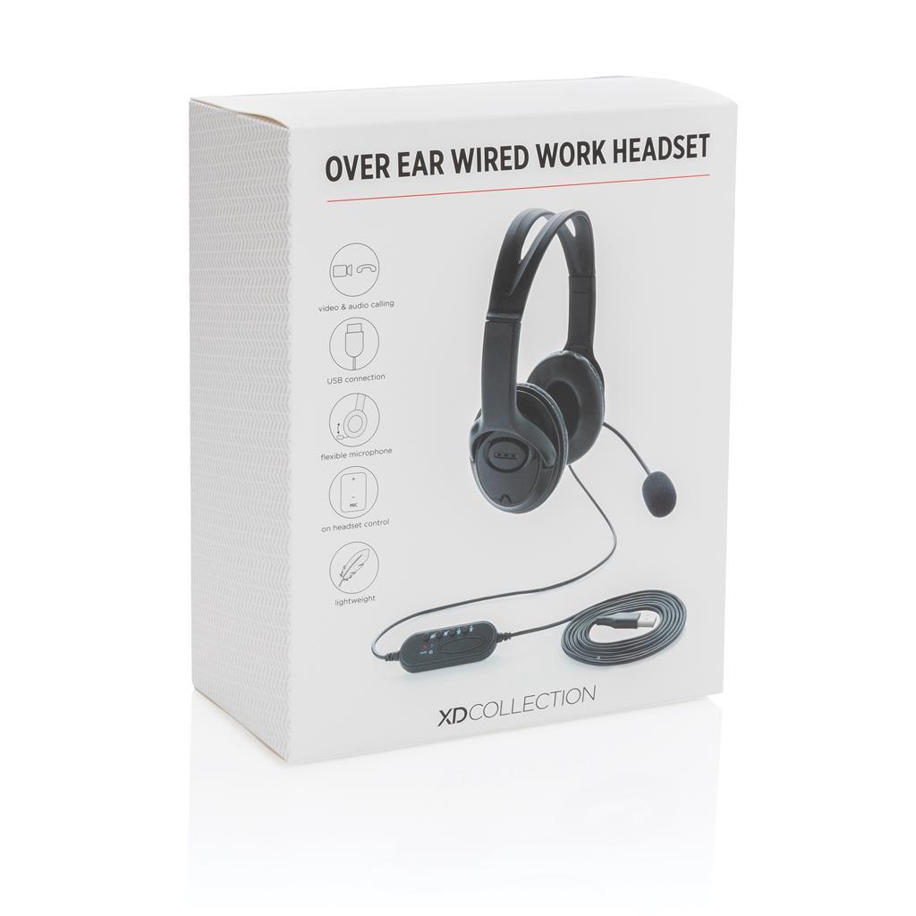 Over ear wired work headset - illuminated