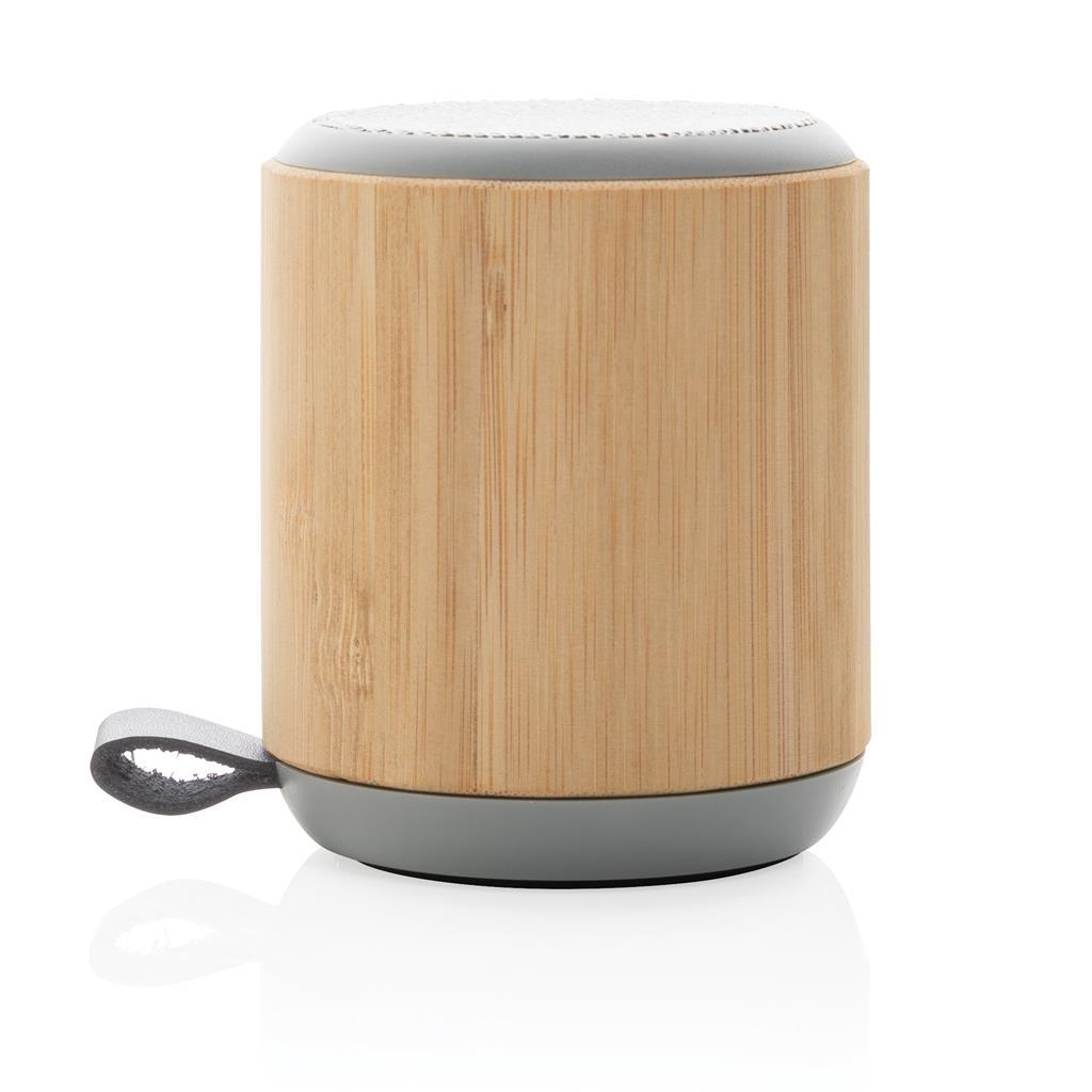 Bamboo and fabric 3W wireless speaker - illuminated