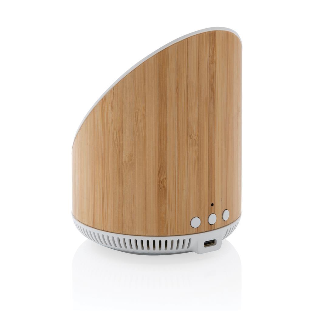 Ovate bamboo 5W speaker with 15W wireless charger - illuminated