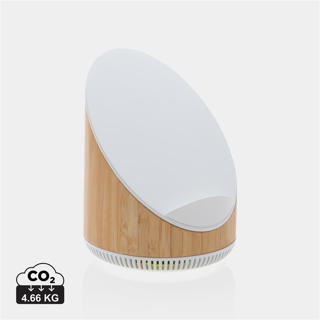 Ovate bamboo 5W speaker with 15W wireless charger - illuminated